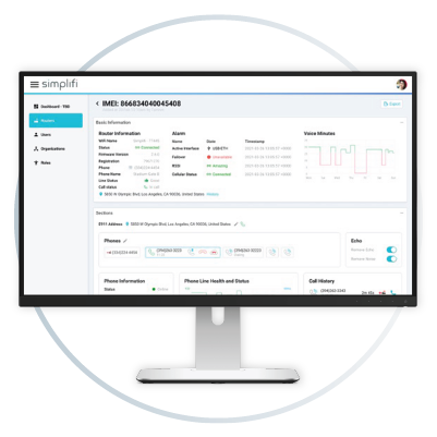 Simplifi Voicelink Administrative Portal Screen